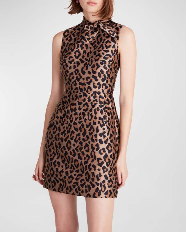 leopard jacquard bodycon mini dress